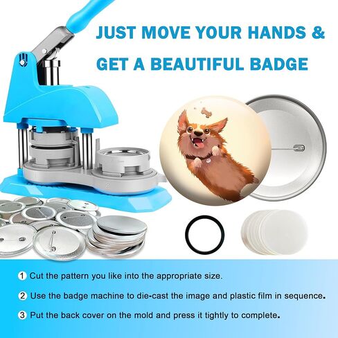 150 PCS Button Maker Supplies 58 مم/2.28 بوصة لوازم الأزرار ، و 50pcs غطاء معدني مقاوم للصدأ والغطاء الخلفي للدسم الهولندي والأفلام الصافية لآلة شارة دبوس DIY in Kuwait