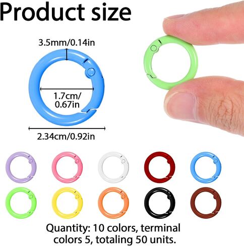 50pcs زنبرك معدني o حلقات ، 1 بوصة مستديرة carabiner ملونة جولة الربيع حلقة المفاجئة لإكسسوارات DIY صنع الحرفة in Saudi Arabia