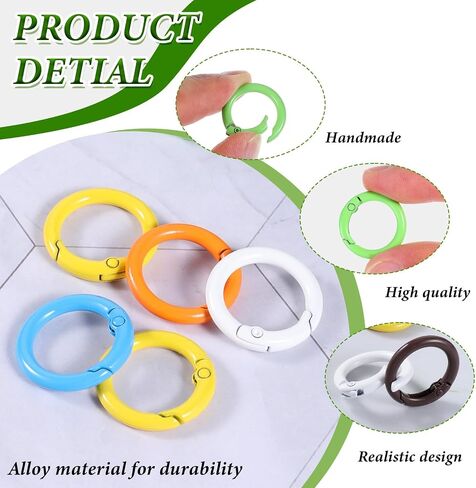 50pcs زنبرك معدني o حلقات ، 1 بوصة مستديرة carabiner ملونة جولة الربيع حلقة المفاجئة لإكسسوارات DIY صنع الحرفة in Saudi Arabia