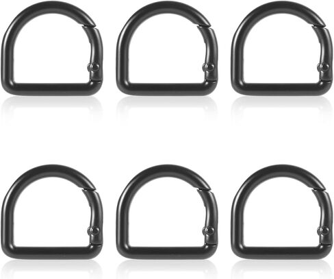 6pcs D Ring Spring Key Hooks, Metal Keychain Clip Locking D Ring Carabiner Clip Spring Snap Hook Fasteners Keyring Buckle Clamps for Belt Backpack Handbag Purse Strap, Black in Saudi Arabia
