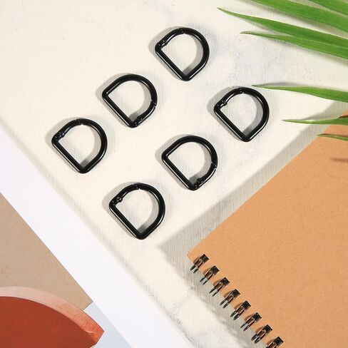 6pcs D Ring Spring Key Hooks, Metal Keychain Clip Locking D Ring Carabiner Clip Spring Snap Hook Fasteners Keyring Buckle Clamps for Belt Backpack Handbag Purse Strap, Black in Saudi Arabia
