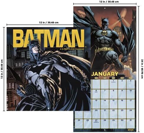 Batman Calendar 2026 - Deluxe 2026 DC Comics Bruce Wayne Wall Bunddle مع أكثر من 100 ملصق تذكير (هدايا مدينة Gotham ، اللوازم المكتبية) in Saudi Arabia