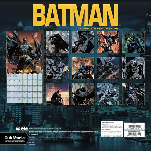 Batman Calendar 2026 - Deluxe 2026 DC Comics Bruce Wayne Wall Bunddle مع أكثر من 100 ملصق تذكير (هدايا مدينة Gotham ، اللوازم المكتبية) in Saudi Arabia