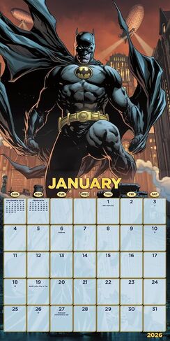 Batman Calendar 2026 - Deluxe 2026 DC Comics Bruce Wayne Wall Bunddle مع أكثر من 100 ملصق تذكير (هدايا مدينة Gotham ، اللوازم المكتبية) in Saudi Arabia