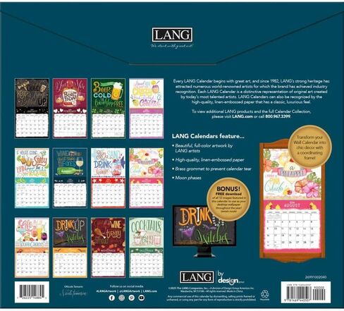Lang Companies, Happy Hour 2026 Wall Calendar, 13.4'' X 12'', 12-Month Calendar with Stapled Binding in Saudi Arabia
