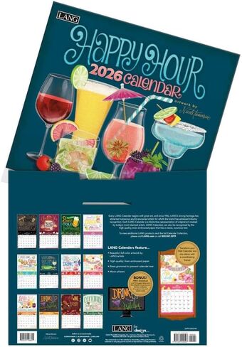 Lang Companies, Happy Hour 2026 Wall Calendar, 13.4'' X 12'', 12-Month Calendar with Stapled Binding in Saudi Arabia