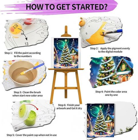 Gougoufafa Christmas Tree Paint بواسطة أرقام أرقام للبالغين- طلاء شجرة عيد الميلاد بواسطة أرقام أرقام للمبتدئين ، الطلاء البالغ من أدوات الأرقام على الحرف Canvas Arts للبالغين (16 × 20 بوصة) in Saudi Arabia