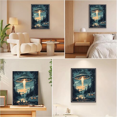 الطلاء المؤطر بـ eobromd بأرقام أرقام للبالغين في الحافلة في الغابات ، طلاء الاكريليك UFO DIY على الرقم على قماش ممتد ، وأطقم الطلاء البالغة الطلاء بالزيت بأرقام للديكور المنزلي 12x16inch in Saudi Arabia