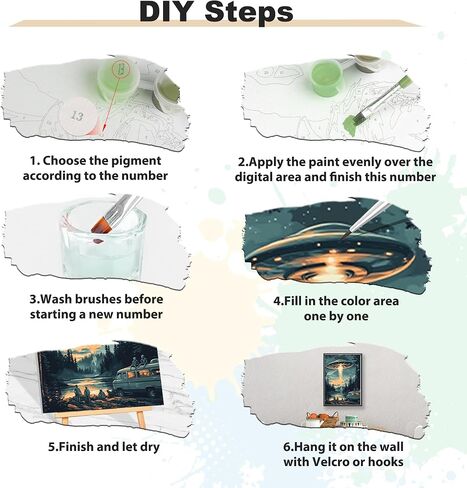 الطلاء المؤطر بـ eobromd بأرقام أرقام للبالغين في الحافلة في الغابات ، طلاء الاكريليك UFO DIY على الرقم على قماش ممتد ، وأطقم الطلاء البالغة الطلاء بالزيت بأرقام للديكور المنزلي 12x16inch in Saudi Arabia