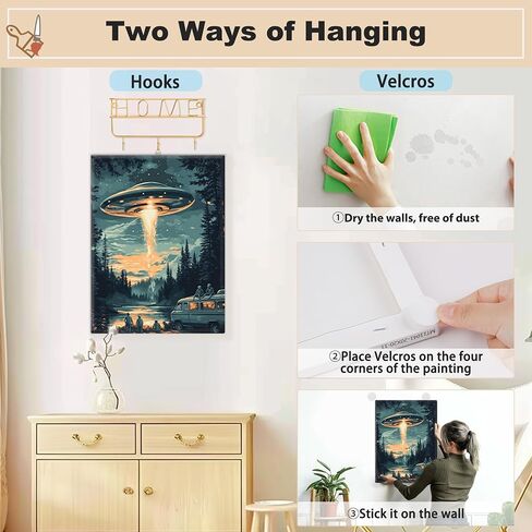 الطلاء المؤطر بـ eobromd بأرقام أرقام للبالغين في الحافلة في الغابات ، طلاء الاكريليك UFO DIY على الرقم على قماش ممتد ، وأطقم الطلاء البالغة الطلاء بالزيت بأرقام للديكور المنزلي 12x16inch in Saudi Arabia