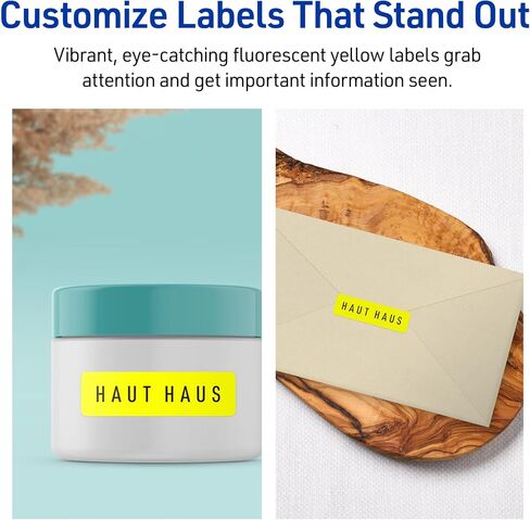 Avery Avery Printable Rectangle Labels ، Sure Feed Technology ، 1/2 "× 1-3/4" ، ملصقات صفراء نيون ، طباعة إلى الحافة ، والليزر/الحبر القابلة للطباعة ، إجمالي 1200 ، رائع للجرار والمزيد in Saudi Arabia
