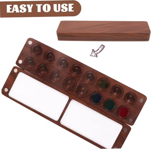 COHEALI Mini Black Walnut Wooden Watercolor Palette Box Lid Portable Paint Storage Case for Artists Students and Artisans for Travel and Outdoor Painting in Saudi Arabia