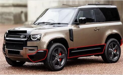 متوافق مع Land Rover Defender 90 Side Skirt Black Bodykit الأمامي الخلفي لفائف الزاوية الجانبية التنانير in Kuwait