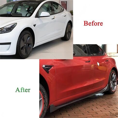شفرات امتداد Car Side Extension Gloss ملحقات سوداء متوافقة مع Tesla Model 3 2017-2022 4PCS DOPFUSER SPOPFUSER (Gloss Black) in Kuwait