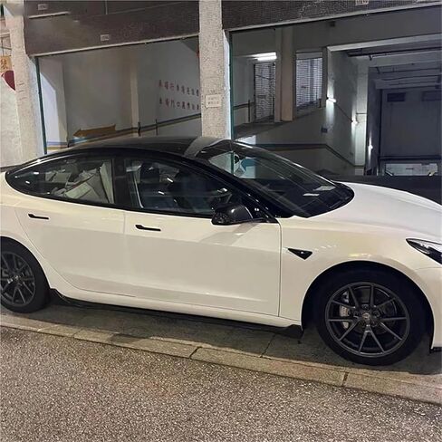 شفرات امتداد Car Side Extension Gloss ملحقات سوداء متوافقة مع Tesla Model 3 2017-2022 4PCS DOPFUSER SPOPFUSER (Gloss Black) in Kuwait