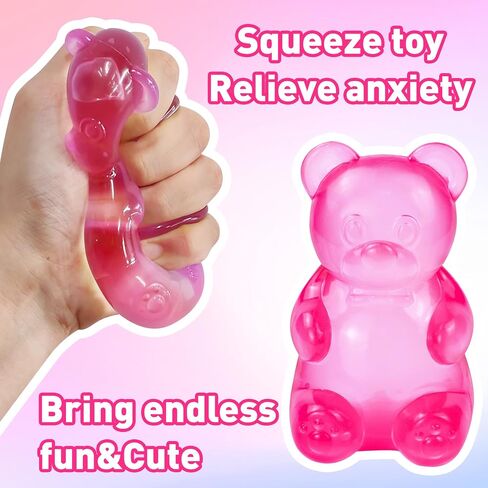 Squishy Toys Bear Stress Balls Squishy Fidget Toys for Anxiety Relief for Adults & Kids for Birthday Gifts Party Gifts-Rosy in Kuwait
