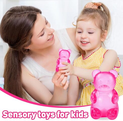 Squishy Toys Bear Stress Balls Squishy Fidget Toys for Anxiety Relief for Adults & Kids for Birthday Gifts Party Gifts-Rosy in Kuwait