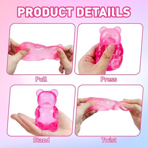 Squishy Toys Bear Stress Balls Squishy Fidget Toys for Anxiety Relief for Adults & Kids for Birthday Gifts Party Gifts-Rosy in Kuwait