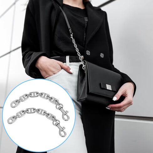HJZHII 2PCS 6.6 Inch Purse Strap Extender, Metal Silver Bag Chain Extender Replacement Bags Extenders for Women Handbag Shoulder Bag Purse in Saudi Arabia
