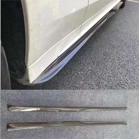 2pcs الألياف الكربونية الألياف الجانبية اللوحة اللوحة لامع مجموعة مجموعة الإضافة إلى الشفاه متوافقة مع Benz W205 C205 C300 C200 C43 C63 AMG 2015-2021 in Kuwait