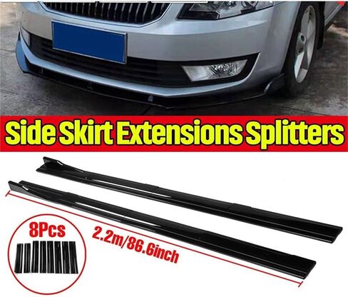 8pcs 2.2m Skirt Skirt Extension Spinlet Winglet Wingle Wing Lip متوافق مع Skoda Octavia 2015 2016 2017 2018 in Saudi Arabia
