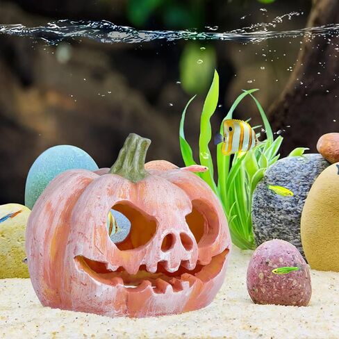 Halloween Pumpkin Fish Hideout ، الديكور راتنج مائي ، زخرفة أسماك برتقالية ، 3.93 × 3.54 × 3.14 بوصة in Saudi Arabia