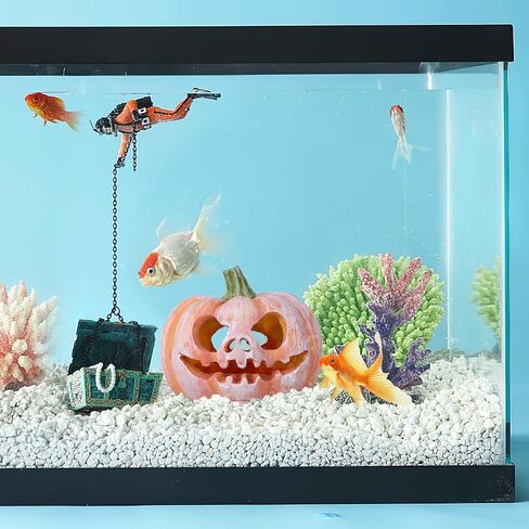 Halloween Pumpkin Fish Hideout ، الديكور راتنج مائي ، زخرفة أسماك برتقالية ، 3.93 × 3.54 × 3.14 بوصة in Saudi Arabia
