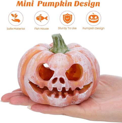Halloween Pumpkin Fish Hideout ، الديكور راتنج مائي ، زخرفة أسماك برتقالية ، 3.93 × 3.54 × 3.14 بوصة in Saudi Arabia