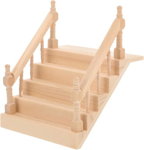 YARNOW Miniature Dollhouse Staircase with Banister, Mini Wooden Steps Dollhouse for Home in Saudi Arabia
