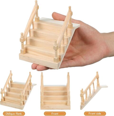 YARNOW Miniature Dollhouse Staircase with Banister, Mini Wooden Steps Dollhouse for Home in Saudi Arabia