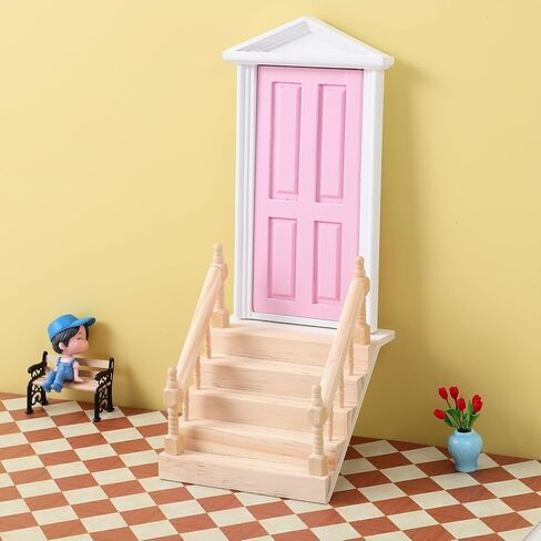 YARNOW Miniature Dollhouse Staircase with Banister, Mini Wooden Steps Dollhouse for Home in Saudi Arabia