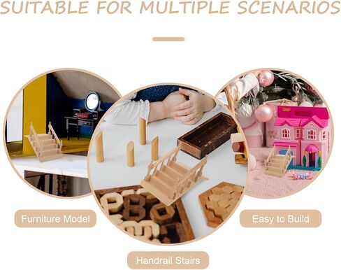 YARNOW Miniature Dollhouse Staircase with Banister, Mini Wooden Steps Dollhouse for Home in Saudi Arabia