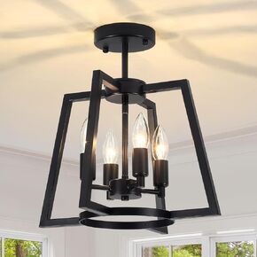 TOULMJ 4-Light Modern Ceiling Light, Black Gold Semi Flush Mount Ceiling Lighting, Hallway Light Fixtures for Kitchen Island Entryway Laundry Room Foyer in Saudi Arabia