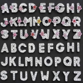 52pcs أحرف راينستون A -Z للديكور غير المرغوب فيه ، والملحقات التمساح ، والمجوهرات DIY ، وحالات الهاتف وفن الأظافر - مجموعة كبيرة الحجم (Silver+Pink) in Kuwait