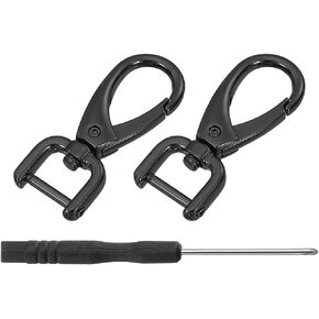 خطاف uxcell 2pcs دوار المشابك ، 12 مم (0.5 بوصة) دقة قابلة للفصل خطاف خطاف الجرادان المعدني خطاف المشبك مع مفك البراغي لمحفظة مفاتيح حرفة ديي ، أسود in Kuwait