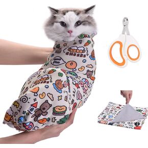 27.6 "Cat Grooming Wrap ، Wrap Cat لقطع الأظافر ، الطب ، تفريش الأسنان ، وقيود تقليم الأظافر ، ولف تقويم القطط ، ومضاد للخلع مضاد لـ Escape L (ضمن 15 رطلاً) in Kuwait