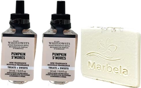 Bath & Body Works Pumpkin S'mores 2 حزمة زهور الجدار العطور المنزلية إعادة ملء مع عينة الشوفان الطبيعية in Kuwait