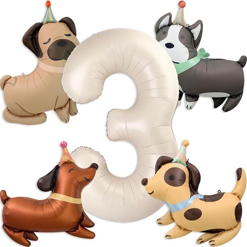 Animal Dog Balloons Puppy Balloon 40 Inch Cream White Number 2 Balloons for Dog 2nd Birthday Decorations Dogs Birthday Party Supplies in Kuwait