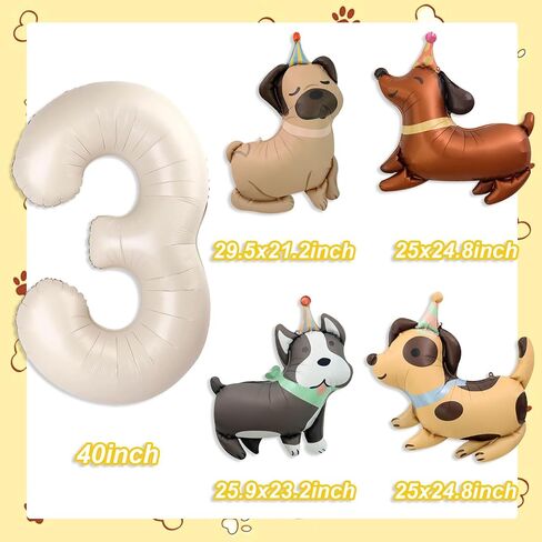 Animal Dog Balloons Puppy Balloon 40 Inch Cream White Number 2 Balloons for Dog 2nd Birthday Decorations Dogs Birthday Party Supplies in Kuwait