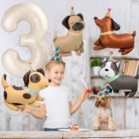 Animal Dog Balloons Puppy Balloon 40 Inch Cream White Number 2 Balloons for Dog 2nd Birthday Decorations Dogs Birthday Party Supplies in Kuwait