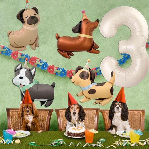 Animal Dog Balloons Puppy Balloon 40 Inch Cream White Number 2 Balloons for Dog 2nd Birthday Decorations Dogs Birthday Party Supplies in Kuwait