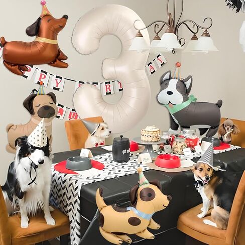 Animal Dog Balloons Puppy Balloon 40 Inch Cream White Number 2 Balloons for Dog 2nd Birthday Decorations Dogs Birthday Party Supplies in Kuwait