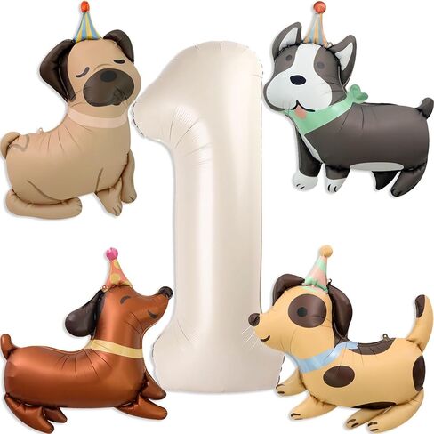 Animal Dog Balloons Puppy Balloon 40 Inch Cream White Number 2 Balloons for Dog 2nd Birthday Decorations Dogs Birthday Party Supplies in Kuwait