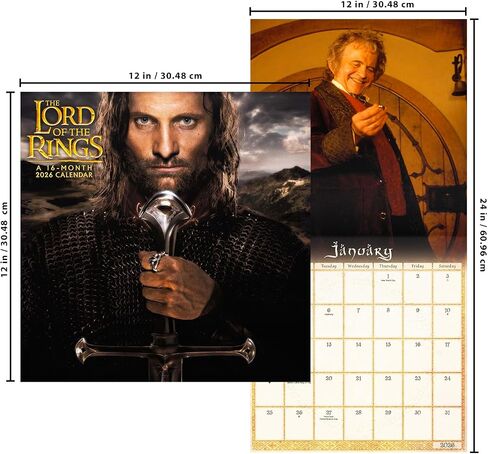 The Lord of the Rings Calendar 2026 - Deluxe 2026 Middle-Earth Wall Calendar Bundle with Over 100 Reminder Stickers (The Hobbit Gifts, Office Supplies) in Saudi Arabia