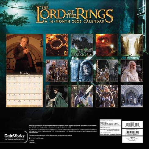 The Lord of the Rings Calendar 2026 - Deluxe 2026 Middle-Earth Wall Calendar Bundle with Over 100 Reminder Stickers (The Hobbit Gifts, Office Supplies) in Saudi Arabia