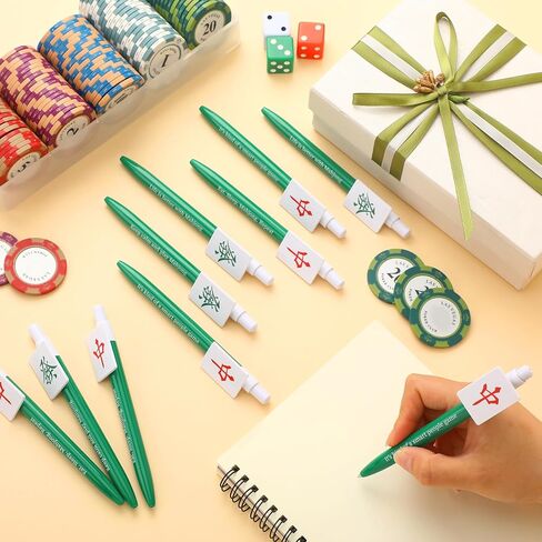 Epakh 48 PCS Mahjong Point Pens الصينية هدايا مضحكة قابلة للسحب لالتقاط الكرة لمحبي Mahjong الرجال والنساء لعيد الميلاد للمكتب المنزل (أخضر ، عادي ، كلاسيكي) in Saudi Arabia