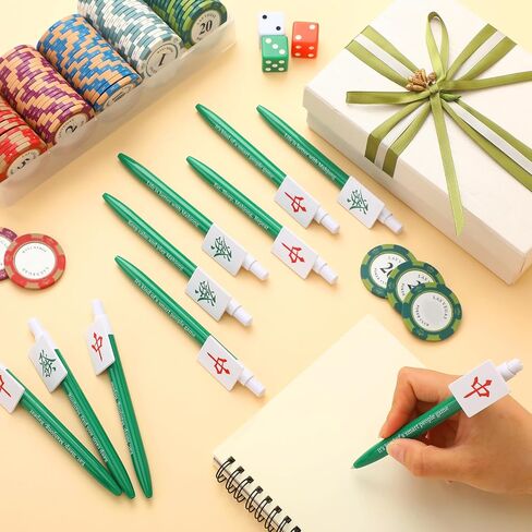 Epakh 48 PCS Mahjong Point Pens الصينية هدايا مضحكة قابلة للسحب لالتقاط الكرة لمحبي Mahjong الرجال والنساء لعيد الميلاد للمكتب المنزل (أخضر ، عادي ، كلاسيكي) in Saudi Arabia