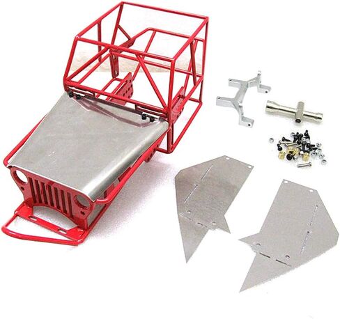المعدن الكامل للهيكل المعدني للأنبوب لـ C14 C24 C24-1 1/16 RC Car Parts ، Red in Kuwait