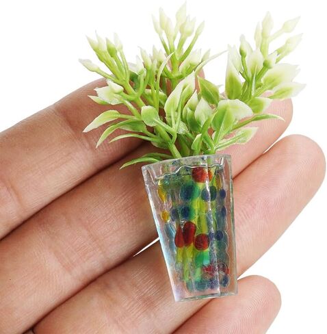 Odoria 1/12 Miniature Potted Plants 2Pcs and Flower in Vase 5Pcs Dollhouse Decoration Accessories in Saudi Arabia