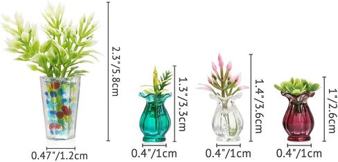 Odoria 1/12 Miniature Potted Plants 2Pcs and Flower in Vase 5Pcs Dollhouse Decoration Accessories in Saudi Arabia